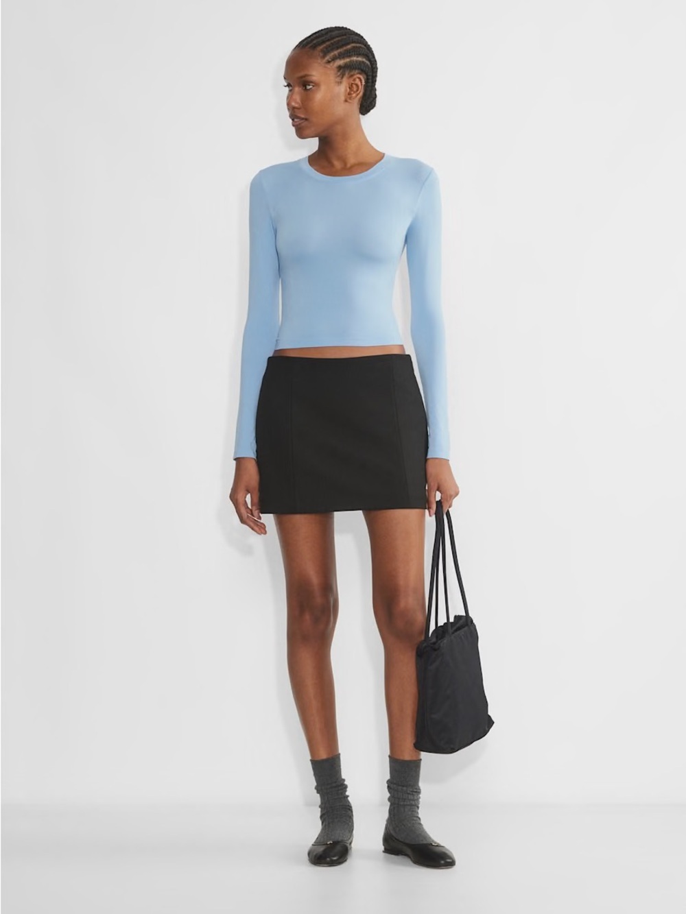 Aritzia Seamless Willow Long Sleeve Cropped Top in Cruise Blue size Medium